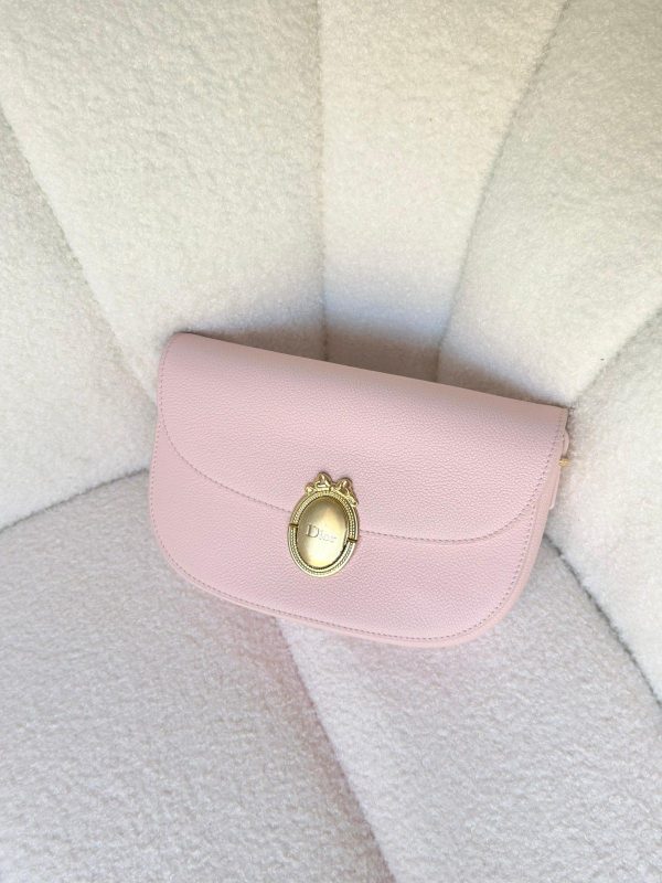 Dior Medium Rose Tendre Medaillon Flap Bag Grained Calfskin (2)
