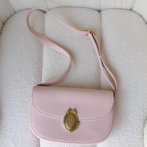 Dior Medium Rose Tendre Medaillon Flap Bag Grained Calfskin
