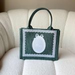 Dior Small Book Tote Green Oblique Embroidery With White Medaillon