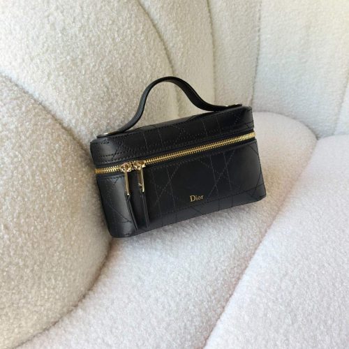 Dior Trianon Soft Vanity Mini Bag Black Flat Macrocannage Lambskin
