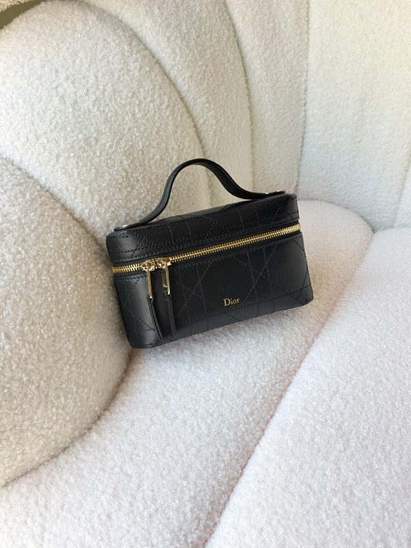 Dior Trianon Soft Vanity Mini Bag Black Flat Macrocannage Lambskin