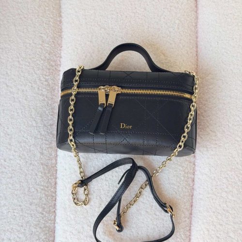 Dior Trianon Soft Vanity Mini Bag Black Flat Macrocannage Lambskin