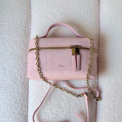 Dior Trianon Soft Vanity Mini Bag Soupir Pink Flat Macrocannage Lambskin