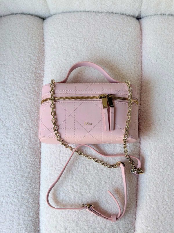 Dior Trianon Soft Vanity Mini Bag Soupir Pink Flat Macrocannage Lambskin