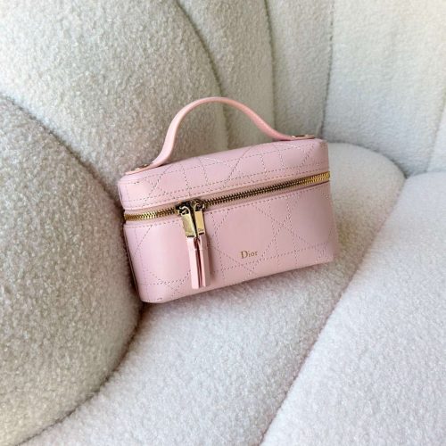 Dior Trianon Soft Vanity Mini Bag Soupir Pink Flat Macrocannage Lambskin