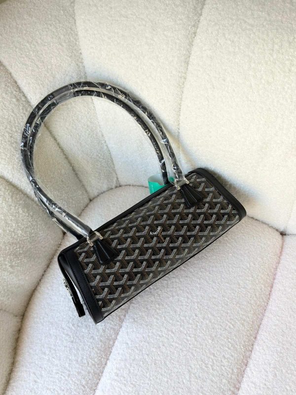 Goyard Goyardine Canvas Bonbonniere Bag Baguette Shape Black