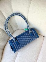 Goyard Goyardine Canvas Bonbonniere Bag Baguette Shape Blue