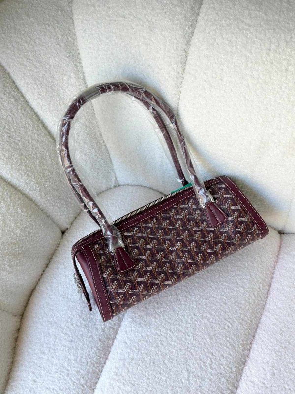 Goyard Goyardine Canvas Bonbonniere Bag Baguette Shape Burgundy
