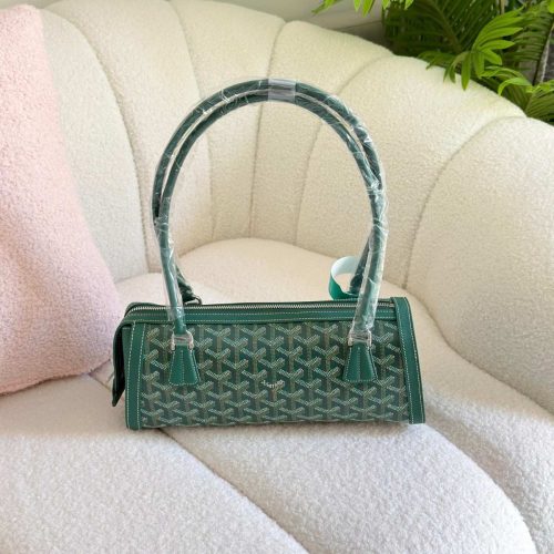 Goyard Goyardine Canvas Bonbonniere Bag Baguette Shape Green