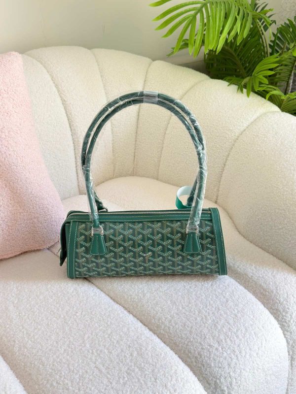 Goyard Goyardine Canvas Bonbonniere Bag Baguette Shape Green
