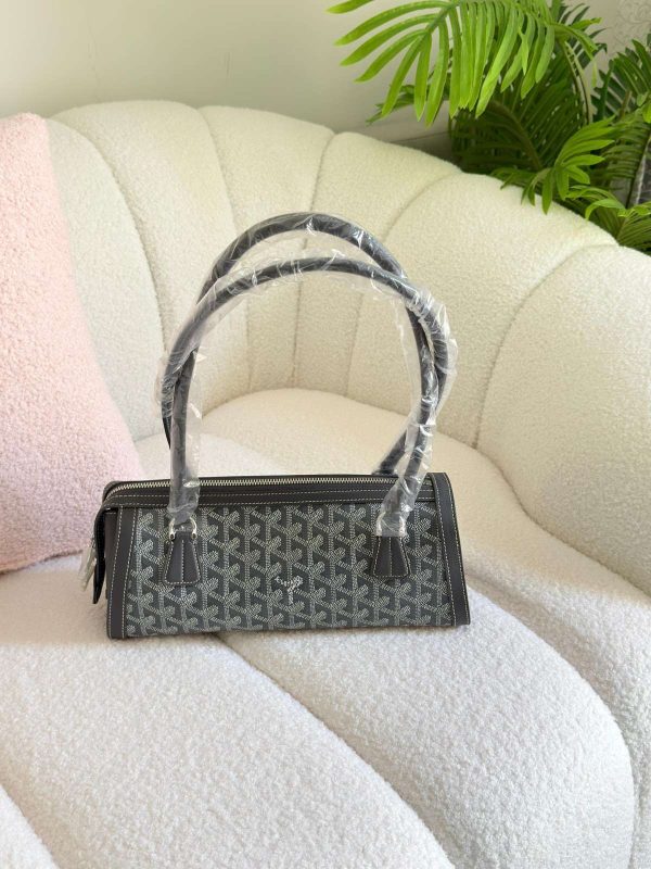 Goyard Goyardine Canvas Bonbonniere Bag Baguette Shape Grey