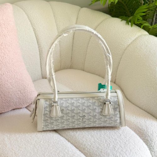 Goyard Goyardine Canvas Bonbonniere Bag Baguette Shape White