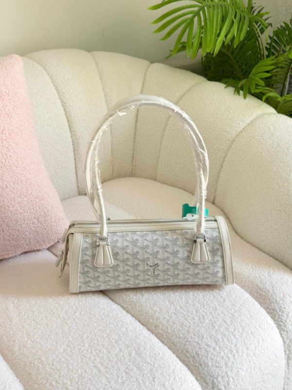 Goyard Goyardine Canvas Bonbonniere Bag Baguette Shape White