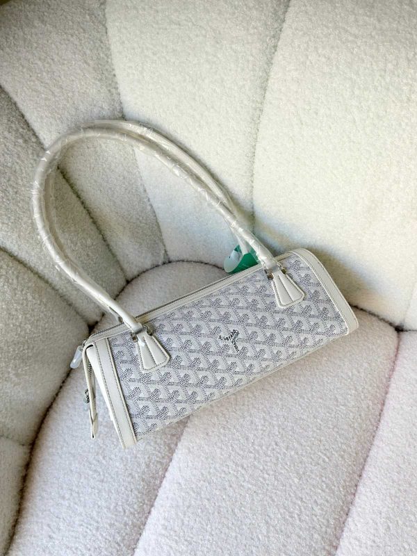 Goyard Goyardine Canvas Bonbonniere Bag Baguette Shape White