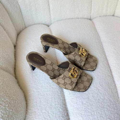 Gucci Double G Slide Sandals Beige GG Canvas