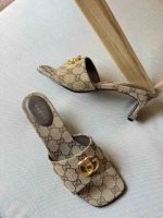 Gucci Double G Slide Sandals Beige GG Canvas