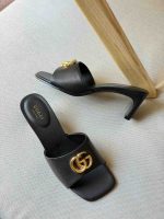 Gucci Double G Slide Sandals Black Leather