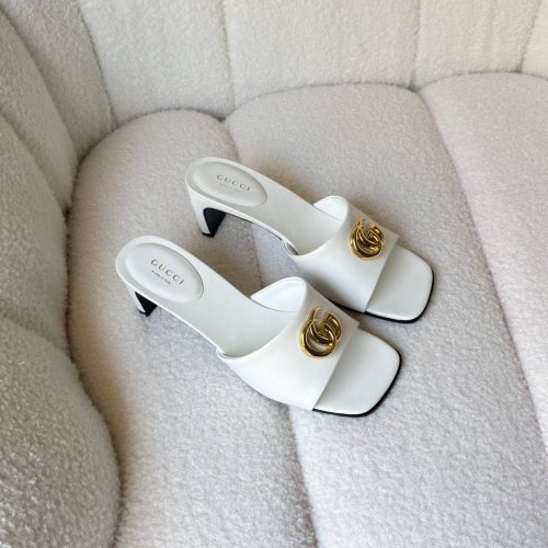 Gucci Double G Slide Sandals White Leather