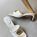 Gucci Double G Slide Sandals White Leather