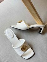 Gucci Double G Slide Sandals White Leather