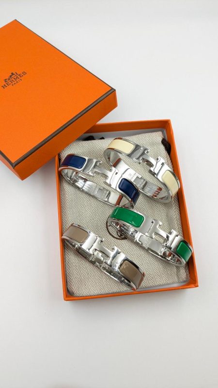 Hermes Clic H Bracelets H Toggle Clasp silver colour