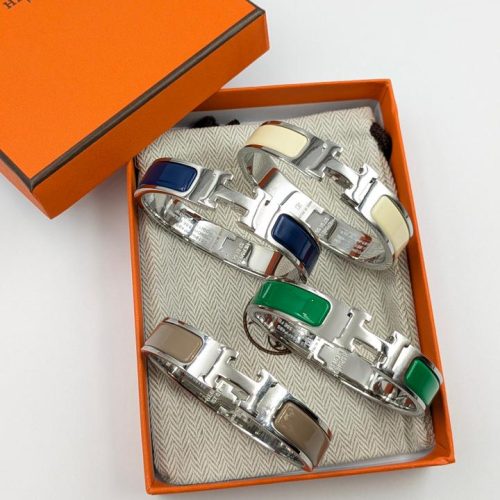 Hermes Clic H Bracelets H Toggle Clasp silver colour