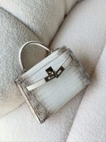 Hermes Kelly Mini Himalaya Niloticus Crocodile Palladium Hardware