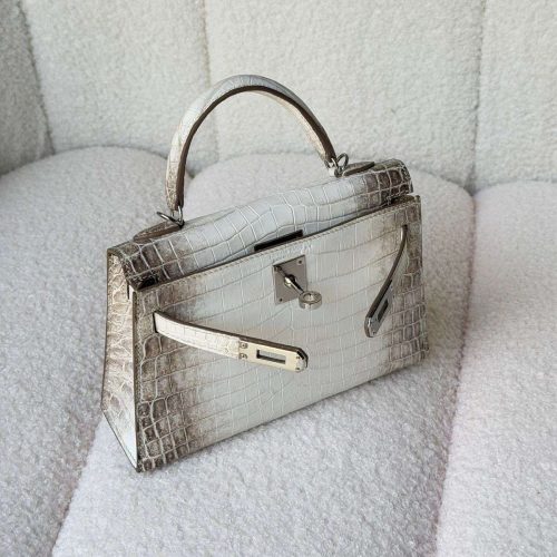 Hermes Kelly Mini Himalaya Niloticus Crocodile Palladium Hardware