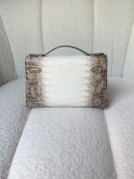 Hermes Pochette Matte Himalaya Niloticus Crocodile Palladium Hardware