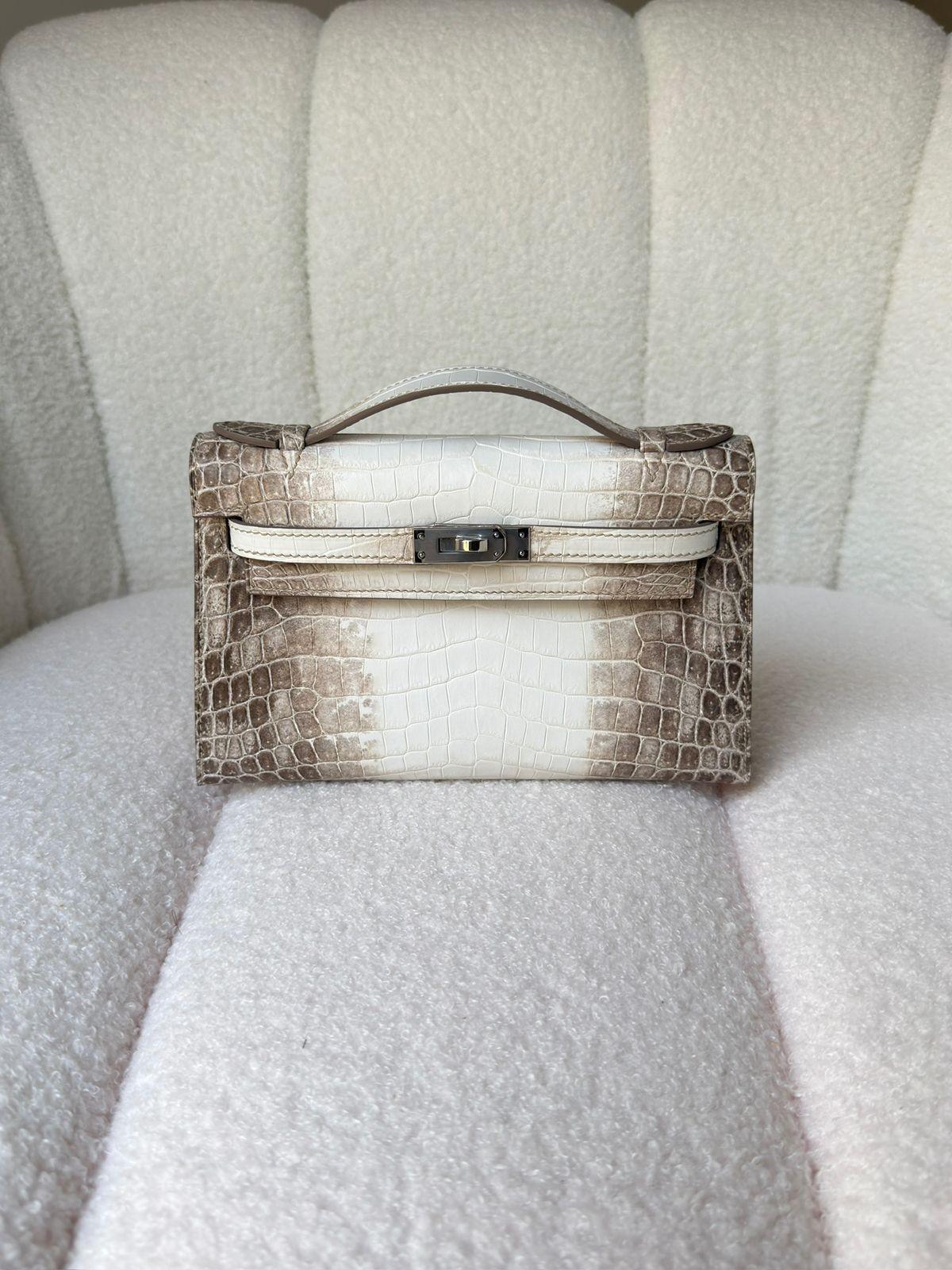 Hermes Pochette Matte Himalaya Niloticus Crocodile Palladium Hardware Hermes Pochette Matte Himalaya Niloticus Crocodile Palladium Hardware