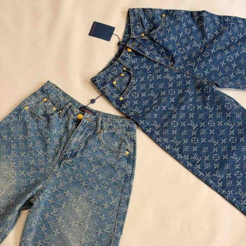 Louis Vuitton Monogram Jacquard Denim Jeans in Blue