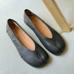 Maison Margiela Black Tabi Ballerina Leather Flats