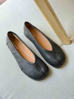 Maison Margiela Black Tabi Ballerina Leather Flats