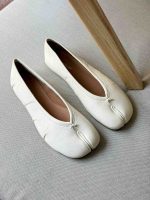 Maison Margiela White Tabi Ballerina Leather Flats