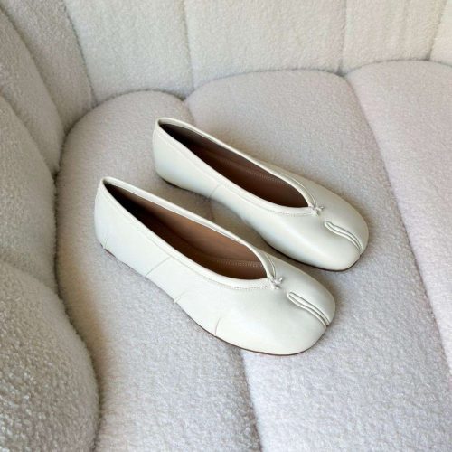 Maison Margiela White Tabi Ballerina Leather Flats