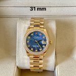 Rolex Datejust Oyster Perpetual 31MM Blue Mother Of Pearl Diamond Dial Yellow Gold President Watch