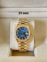Rolex Datejust Oyster Perpetual 31MM Blue Mother Of Pearl Diamond Dial Yellow Gold President Watch
