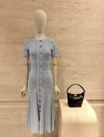 Sadaro Blue Midi Buttoned Knitted Dress