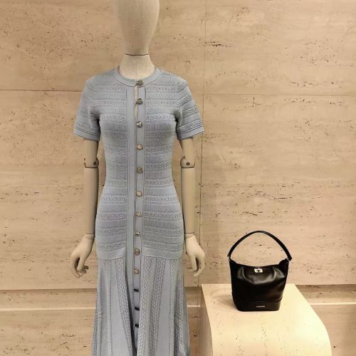 Sadaro Blue Midi Buttoned Knitted Dress