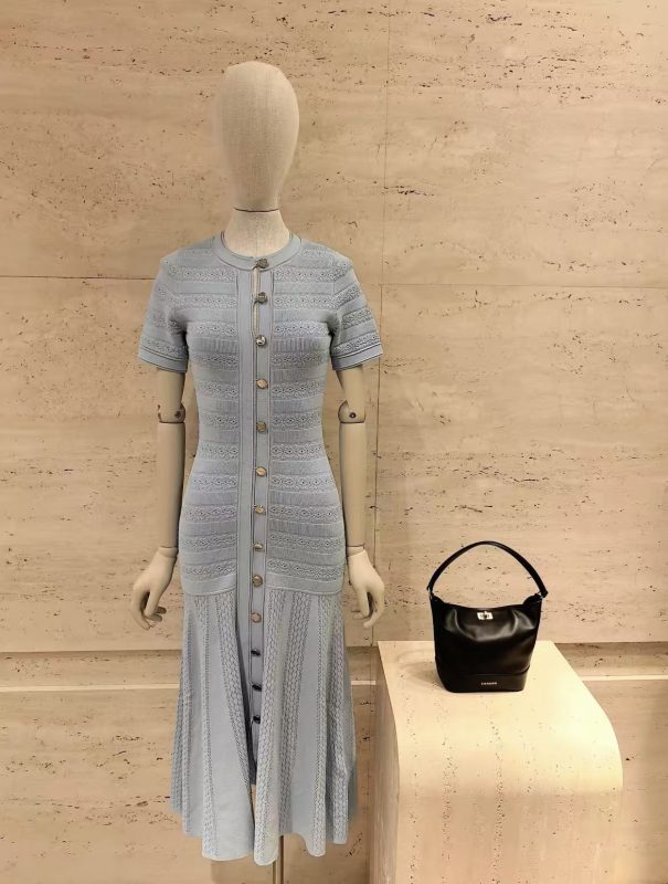 Sadaro Blue Midi Buttoned Knitted Dress
