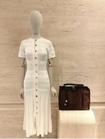 Sadaro White Midi Buttoned Knitted Dress