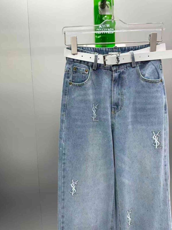 Saint Laurent Monogram Light Wash Denim Jeans