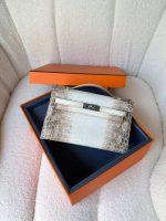 Hermes Pochette Matte Himalaya Niloticus Crocodile Palladium Hardware
