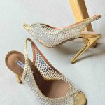 Aquazzura Crystal Lover 105 Golden Crystal Embellished Mesh Heels