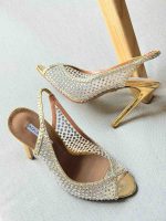 Aquazzura Crystal Lover 105 Golden Crystal Embellished Mesh Heels