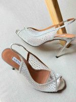 Aquazzura Crystal Lover 105 Silver Crystal Embellished Mesh Heels