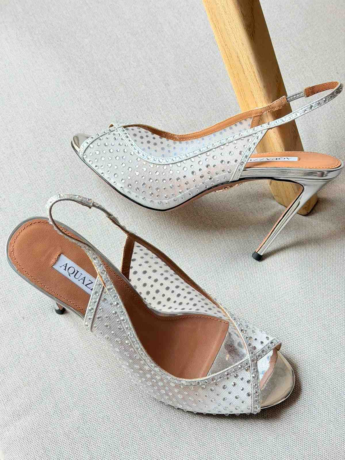 Aquazzura Crystal Lover 105 Silver crystal Embellished Mesh Heels (2) Aquazzura Crystal Lover 105 Silver Crystal Embellished Mesh Heels - Image 1
