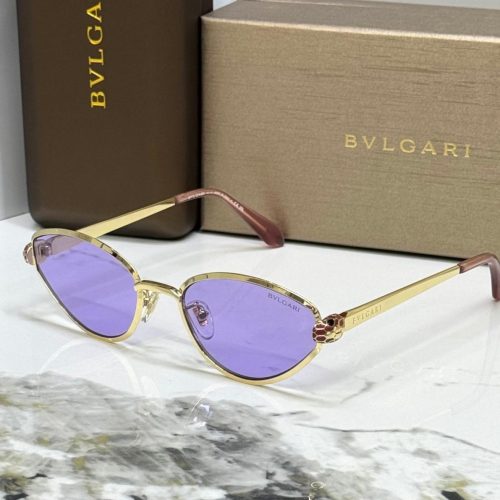 Bvlgari Serpenti Gold Tone Oval Metal Frame Purple Snakehead Sunglasses