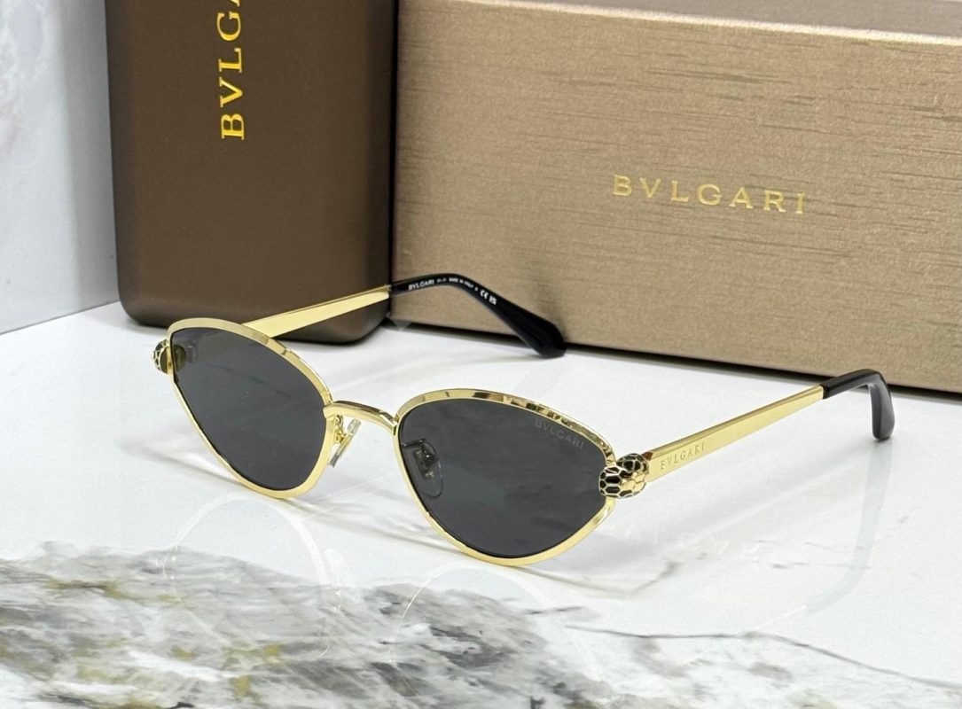 Bvlgari Serpenti Gold Tone Oval Metal Frame Snakehead Sunglasses