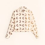 Celine Silk Twill Cropped Shirt Cream & Tan Carriage Monogram
